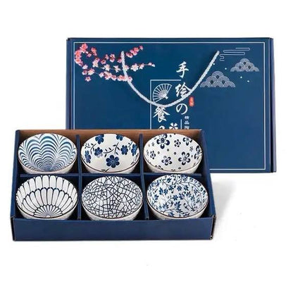 6 Pack Japanese Style Ceramic Bowl Set