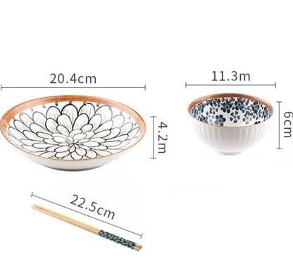 3-Pack Japanese Style Ceramic Bowls