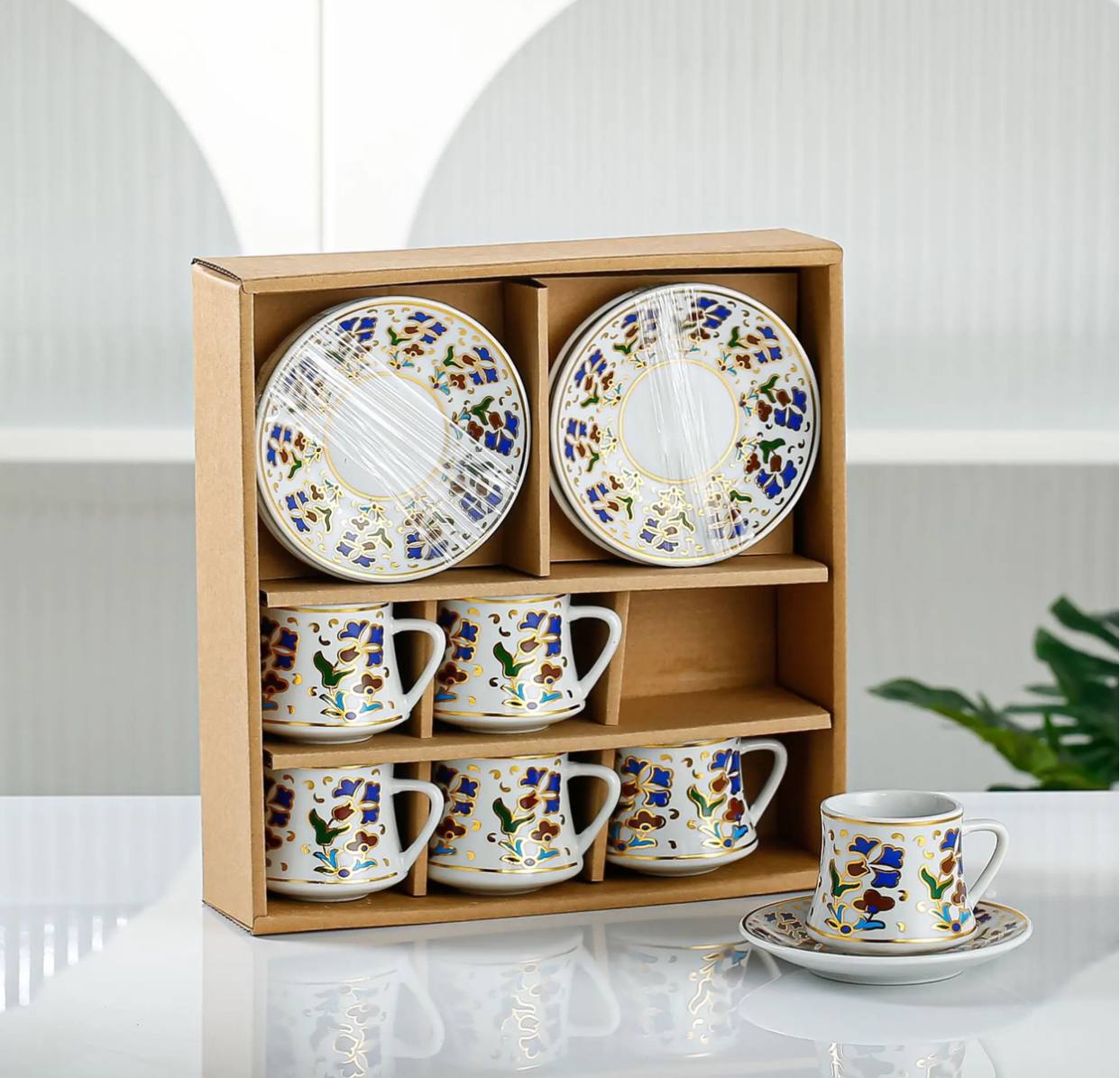 6Pcs Porcelain Coffee Cup Set