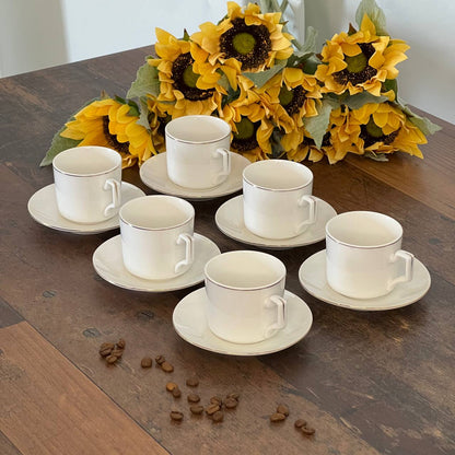Set of 6 Sliver Edge Ceramic Coffee Cup Set