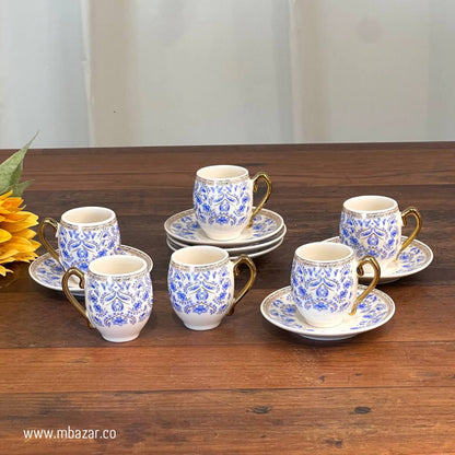 Set of 6 Decorated Edge Ceramic Coffee Cup Set