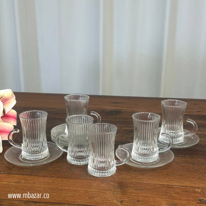 Simple Glass Tea Cup and Saucer Set