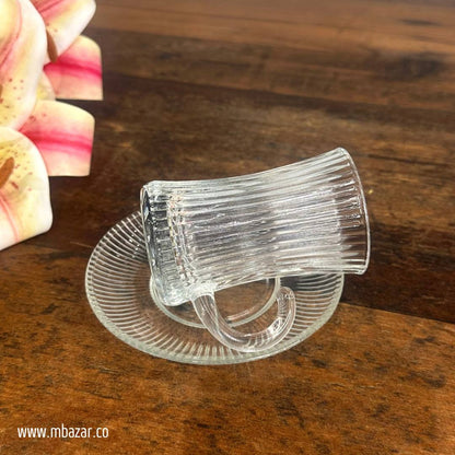 Simple Glass Tea Cup and Saucer Set