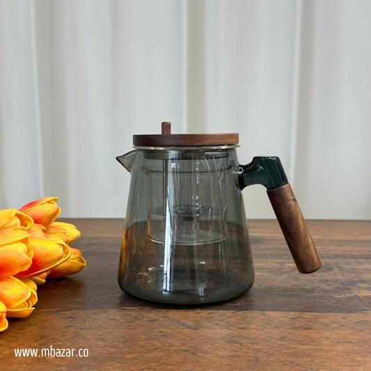 Wood Lid Stovetop Modern Design Teapot