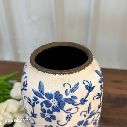 مزهرية سيراميك عتيقة مزخرفة مصنوعة يدويًا