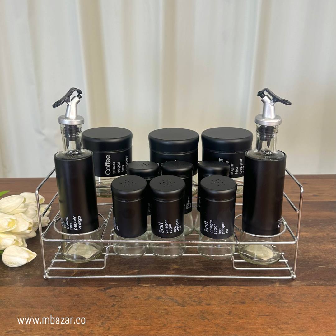 Seasoning Condiment Spice Container with Stand Rack