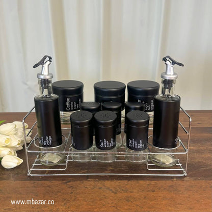 Seasoning Condiment Spice Container with Stand Rack