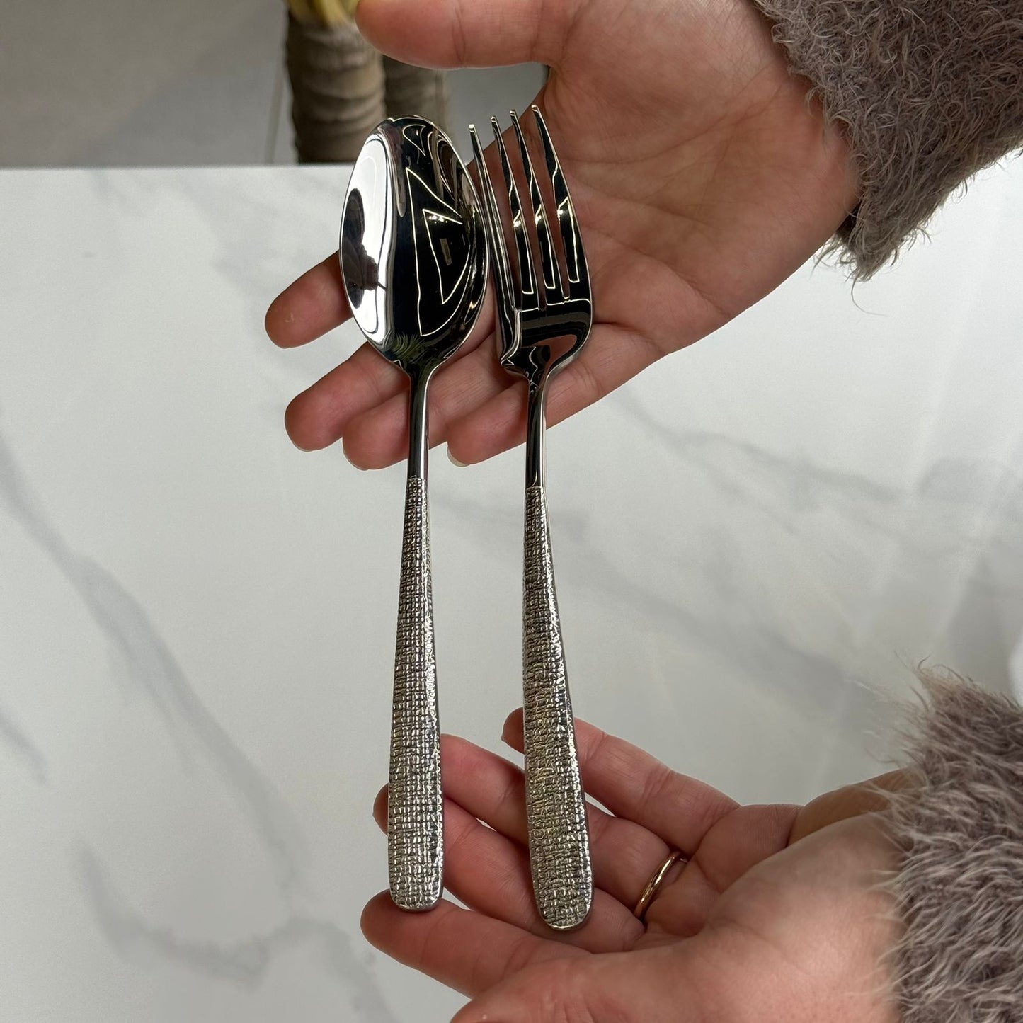 Luxury Stainless Steel Spoon & Fork with Decorative Handle