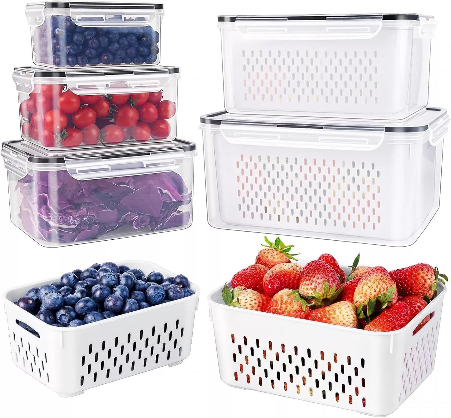 Set Of 6 Refrigerator Multi-Purpose Storage Boxes