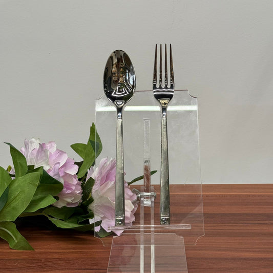 Elegant Luxury Stainless Steel Spoon & Fork Set with Decorative Handle