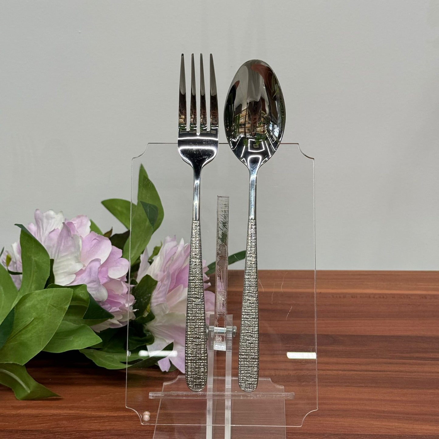 Luxury Stainless Steel Spoon & Fork with Decorative Handle