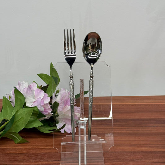 Elegant Stainless Steel Spoon & Fork Set with Decorative Handle